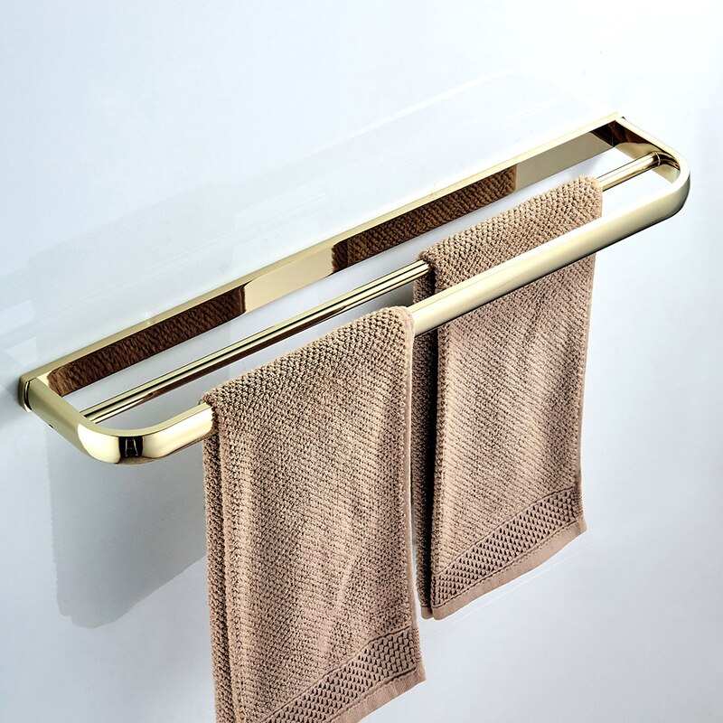 Bronze Bathroom Double Towel Rail Bar Antique Black White Clothes Bathtowel Hanging Vintage Brass Bathroom Towel Holder Shelf