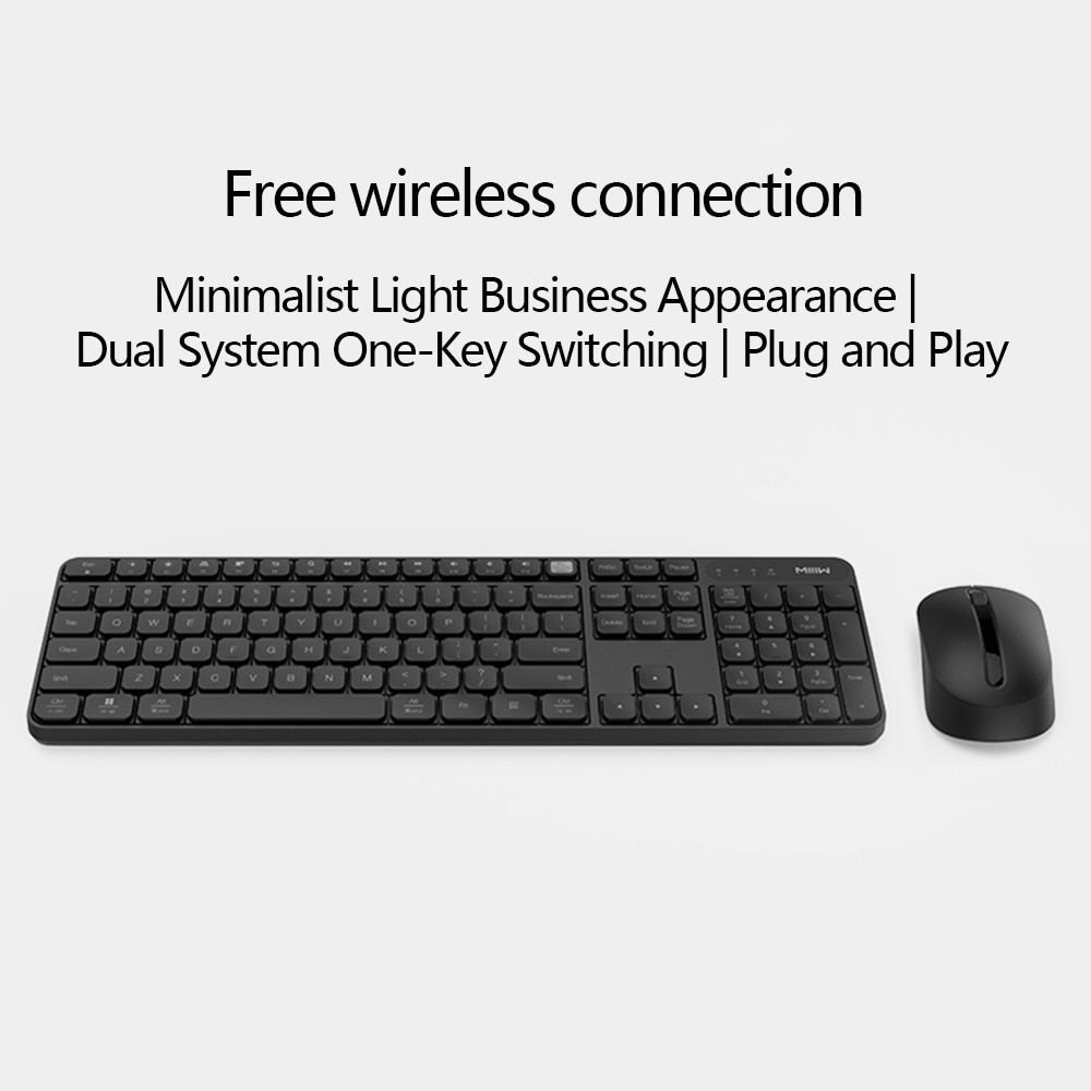 Originalt miiiw trådløst kontor tastatur og mus sett 104 smakebit 2.4 ghz vinduer pc mac kompatibelt bærbart usb tastatur