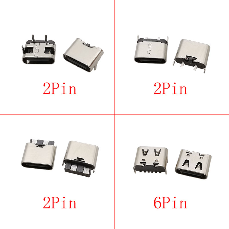 Connecteur USB Type C 2/6/16/24 broches, prise femelle, Port de chargement, SMD SMT PCB, soudure, bricolage, réparation, connecteurs de prise USB-C type-c, 10 pièces