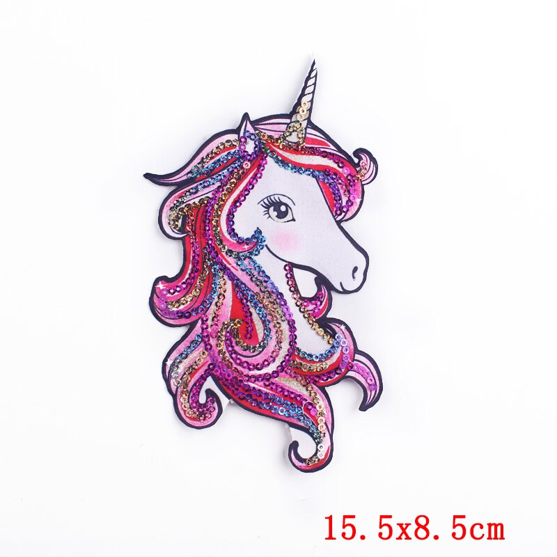 Beautiful Sequins Animals Unicorn Patch For Clothes Iron On Embroidered Patches For Clothes Appliques Stickers T-shirt Jacket: DB0886CT