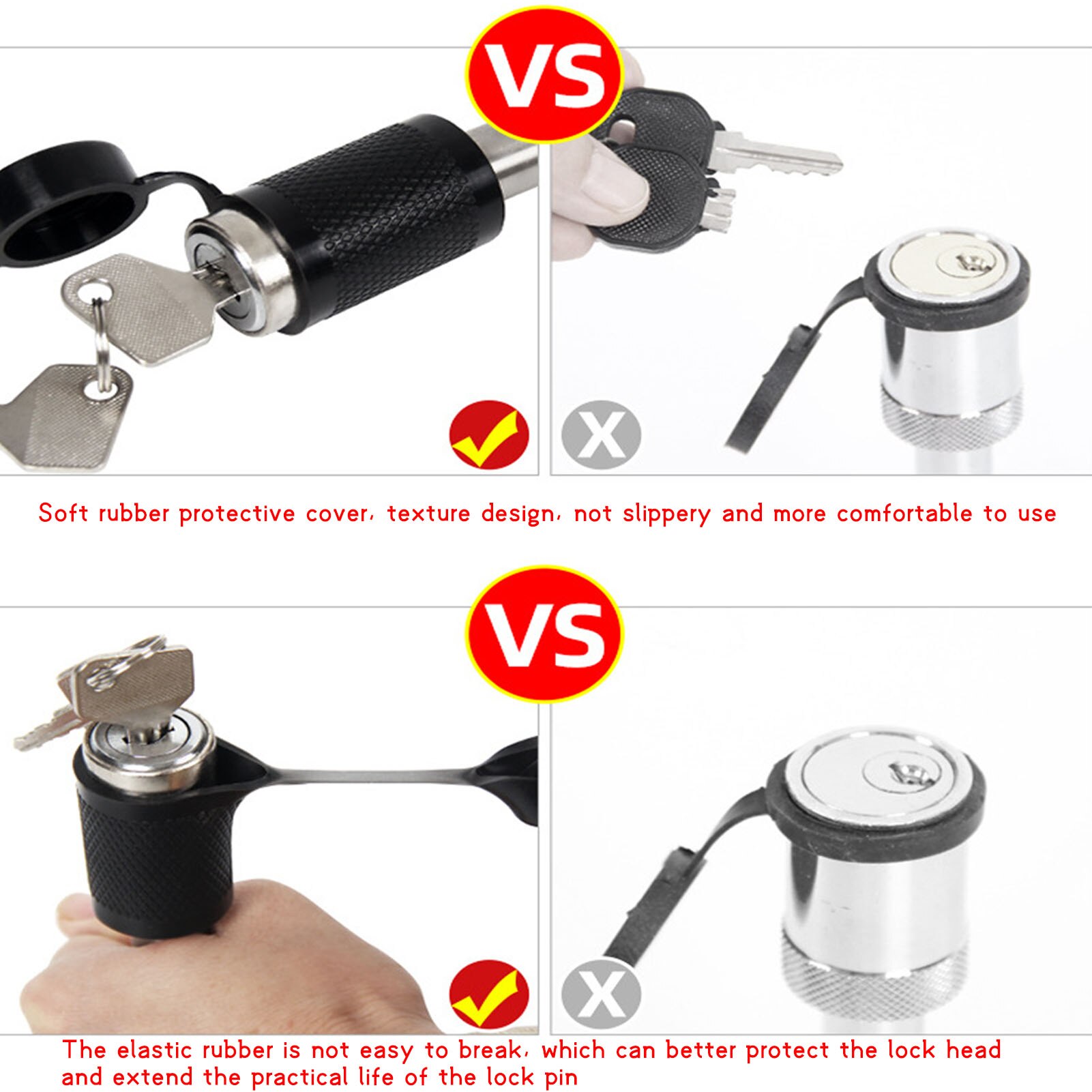 Trailer Hitch Pin Lock Non-slip Car Accessories Trailer Locking Pin Towing Bar Tow Hook Lock For Universal (Including Two Keys)