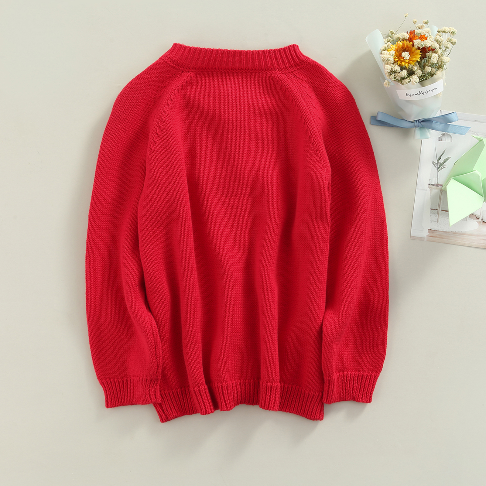 Cárdigan de punto de otoño para niñas pequeñas, decoración de bola de felpa, cuello redondo, manga larga, prendas de vestir de un solo pecho, Tops informales