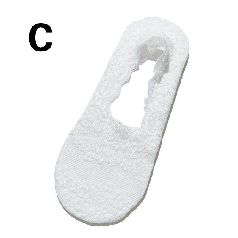 Calcetines náuticos de encaje para mujer, de silicona, antideslizantes, finos, de algodón, transpirables, cortos, florales, bordados, C6P0: C