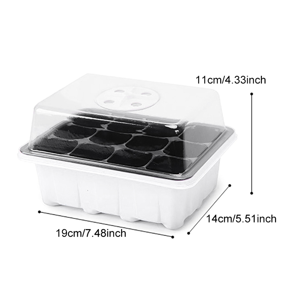 Plant Starter Tray Kit Nursery Sowing Indoor 12 Grid Germination Boxes Greenhouse Adjustable Dome Base Yard Breathable Holes