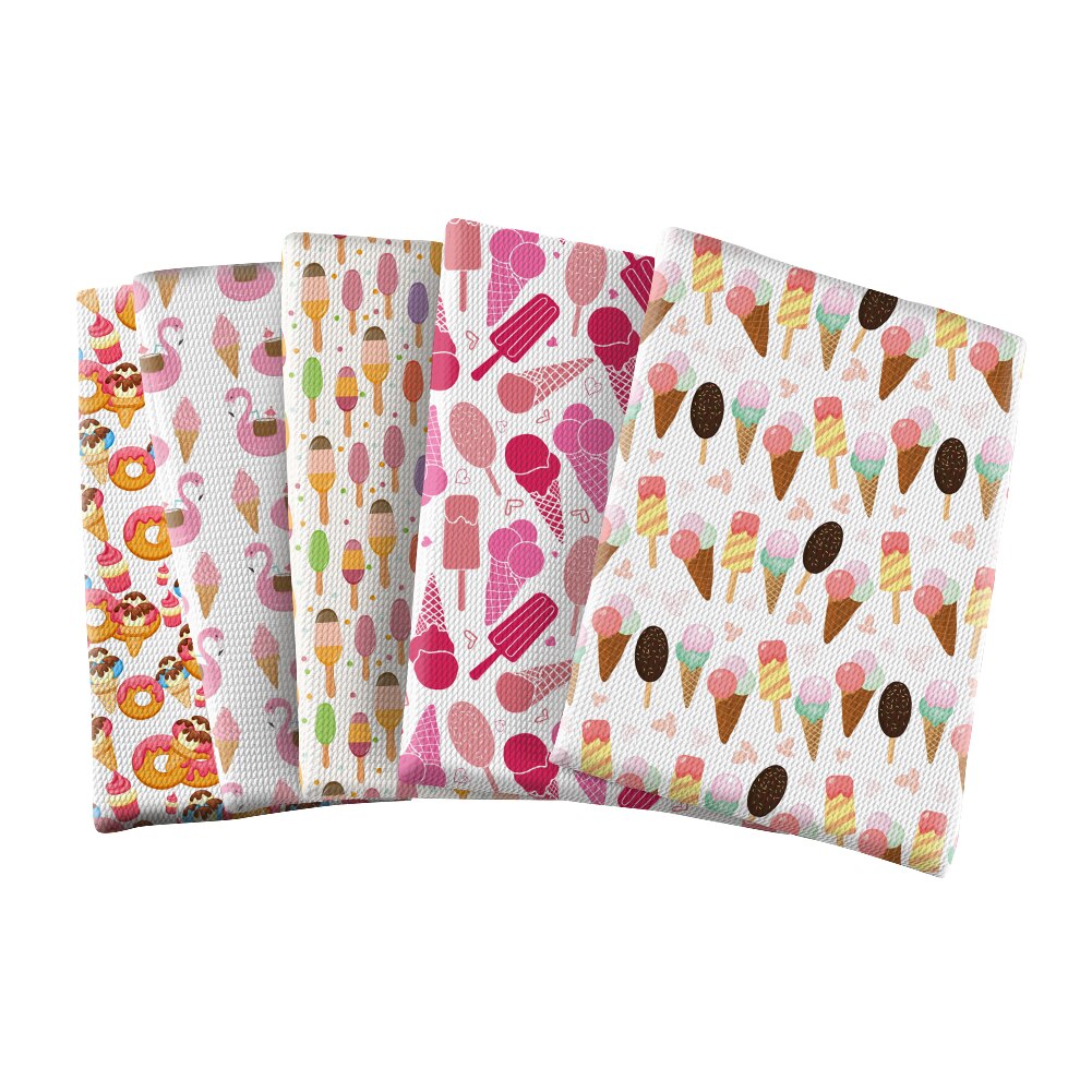 Bubble Fabric Textile Sewing Cloth Fabrics Printed Ice-cream Designs DIY Craft Dress Apparel Sewing Supplies 50*145cm