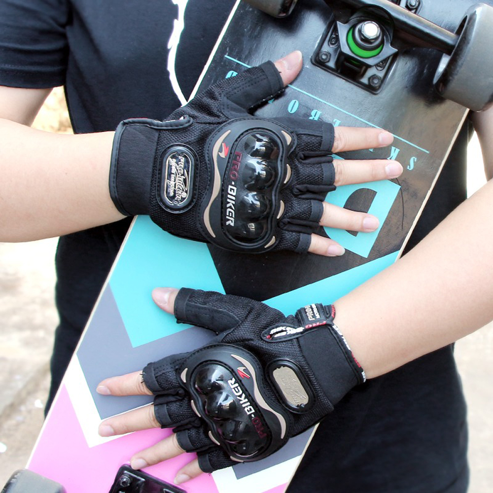 PRO-BIKER guantes de motocicleta para montar medio dedo Touring Chopper Scooter calle engranajes protectores guantes de tela de malla