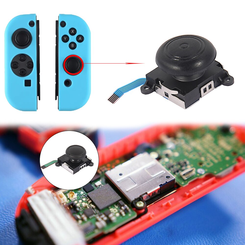 Palanca de pulgar analógica 3D para Nintendo Switch NS, Joy Con JoyCon, controlador, tapas de Joystick, Kit de piezas de repuesto para Mod