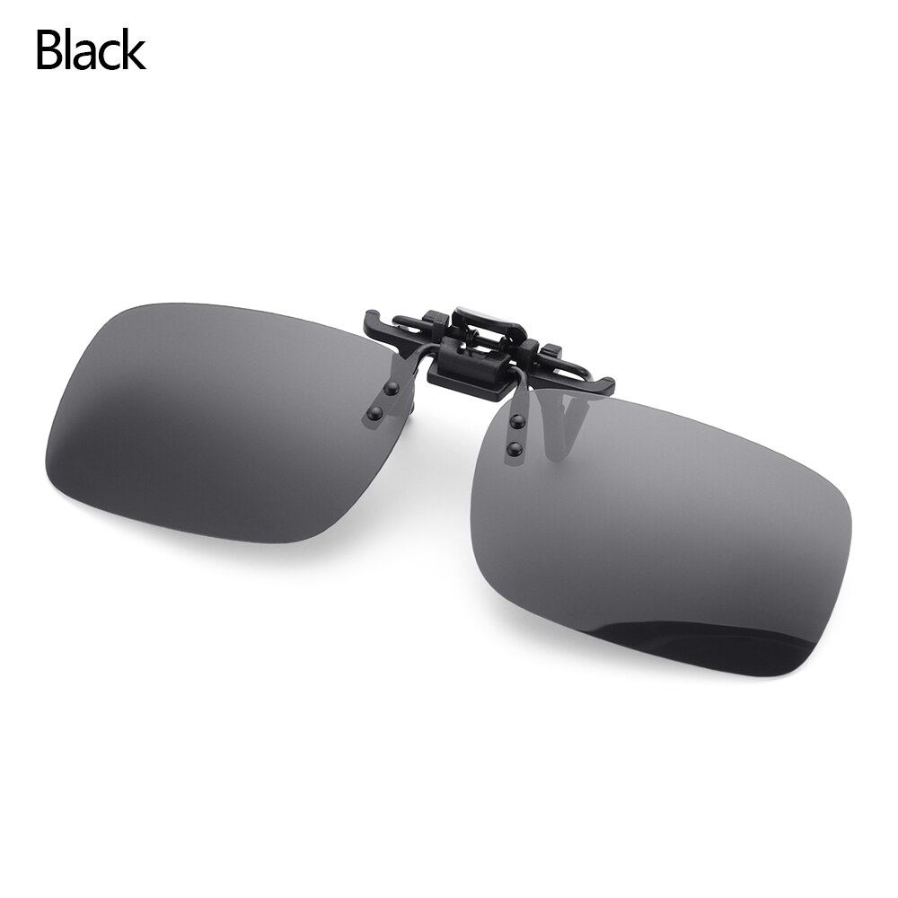 1PC Polarized Clip On Flip Sunglasses UV400 Anti-Glare Sun Glasses Flip Night Vision Glasses Driving Fishing Cycling Eyewear: Black