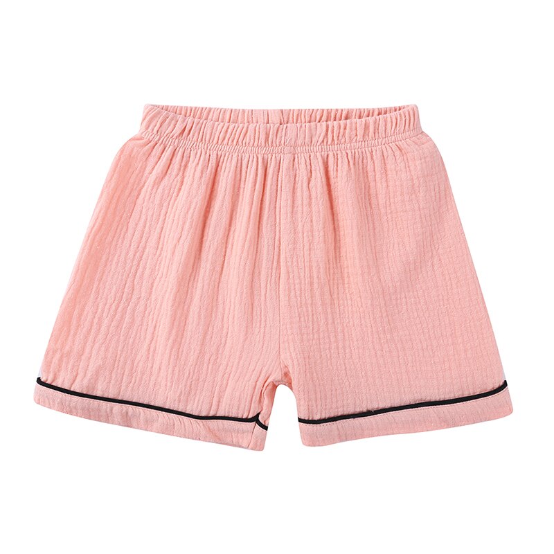 3-8y børn piger drenge nattøj pyjamas sæt solid print shorts ærmer enkeltradede toppe+shorts bomuld hør hjemmetøj sæt sr -384