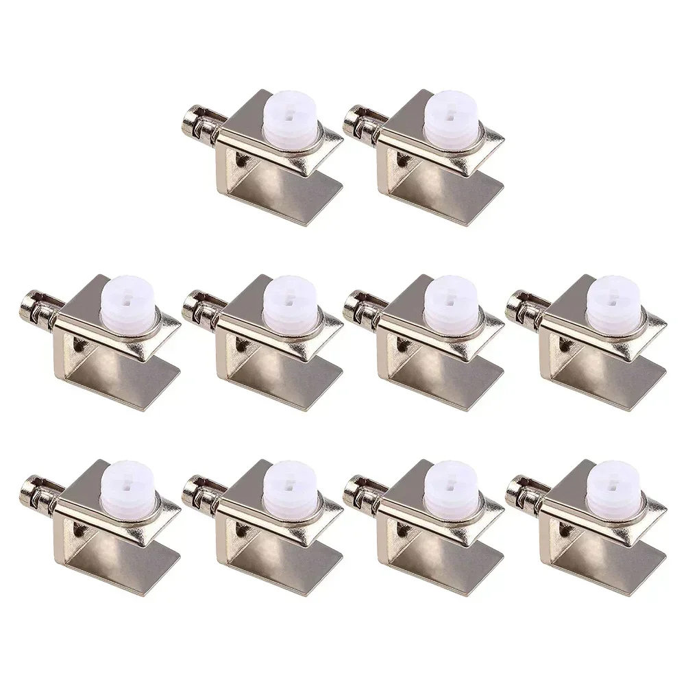 10Pcs Adjustable Glass Clamps Glass Brackets With Pin Wall Mounted Shelf Holders Zinc Alloy Layer Board Glass Clip Shelf Clamp