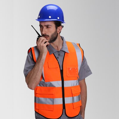 Hzyeyo refleksvest med høj synlighed arbejdstøj motorcykel cykling sport udendørs reflekterende sikkerhedstøj , d -9915: Orange / Xl