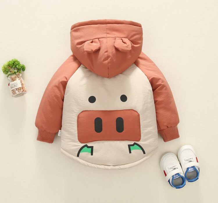 Kinderkleding baby herfst en winter dragen leuke plus fluwelen jasje jongen shirt baby capuchon katoenen jas: Bruin / 6m