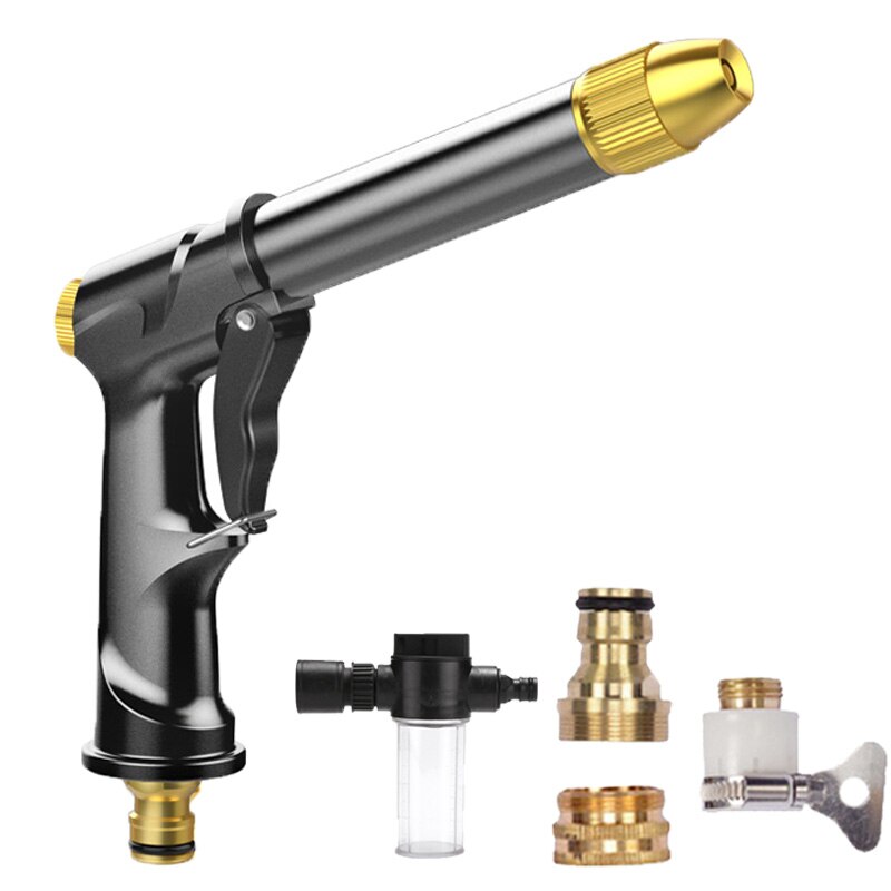 Draagbare Hoge Druk Waterstralen Metalen Jet Tuin Sprinkler Slang Spray Washer Cleaning Tools Wasstraat: Black Gun Kit