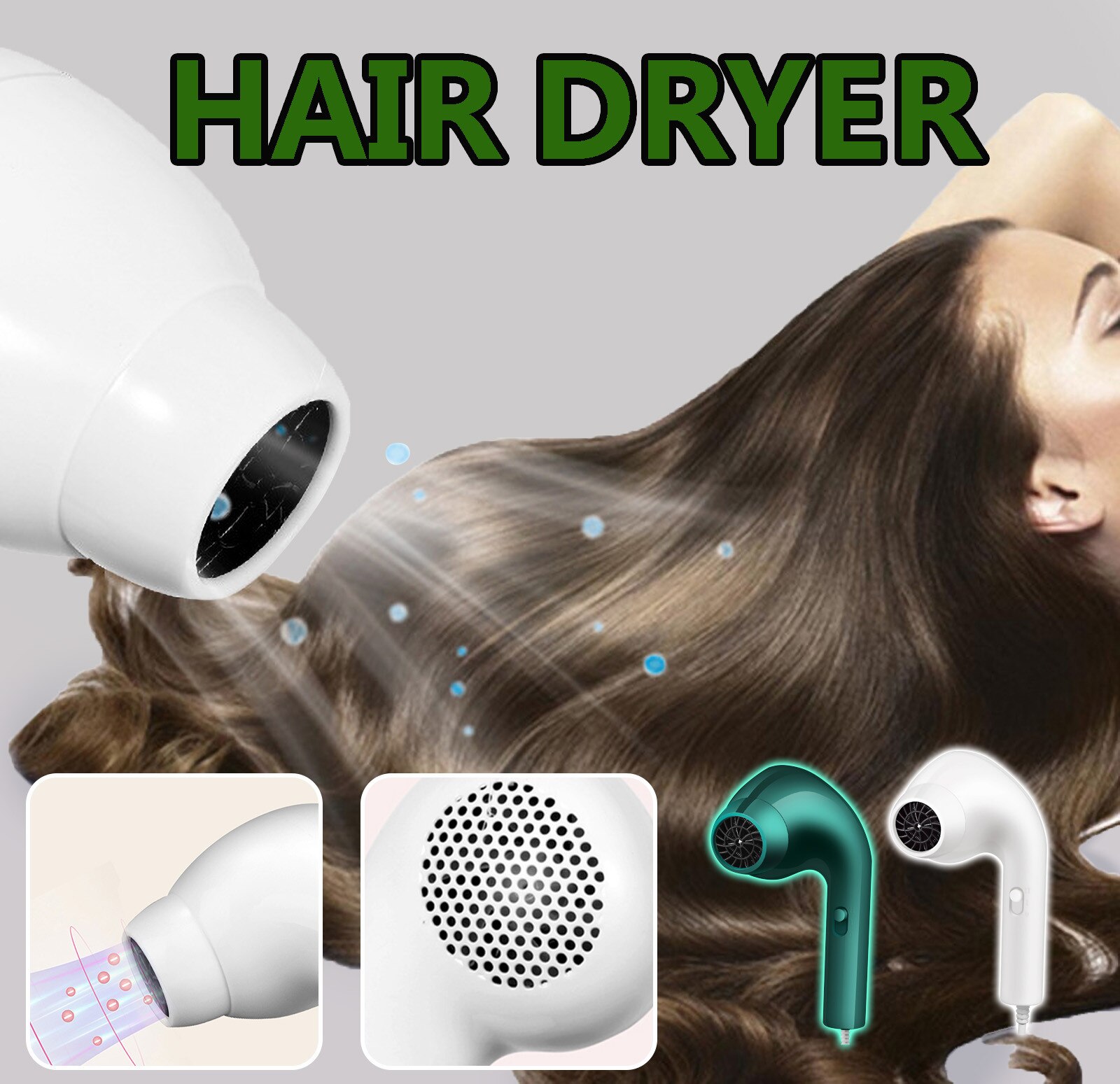 Hair Dryer Strong Wind Salon Dryer Big Peas Dry Electric Hair Dryer Us Regulations Secador De Cabello#g38