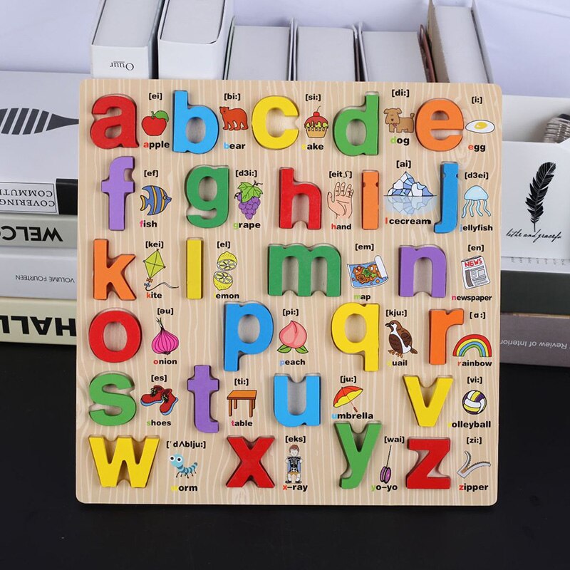 Kinderen Leren Hoofdletter Kleine Letters Board Taal Educatief Houten Speelgoed Voor Kinderen Brief Scrabble,B