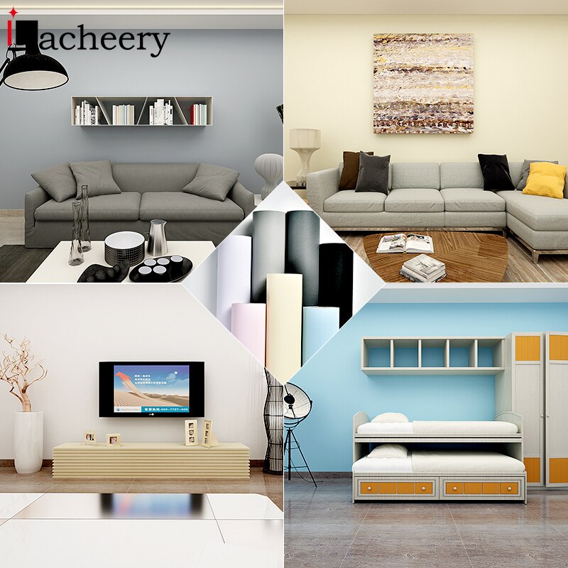 Vinyl Matte Waterproof Self Adhesive Wallpaper Easy Using Wall Sticker for Living Room Kitchen Furniture Cabinet Home Decor Film