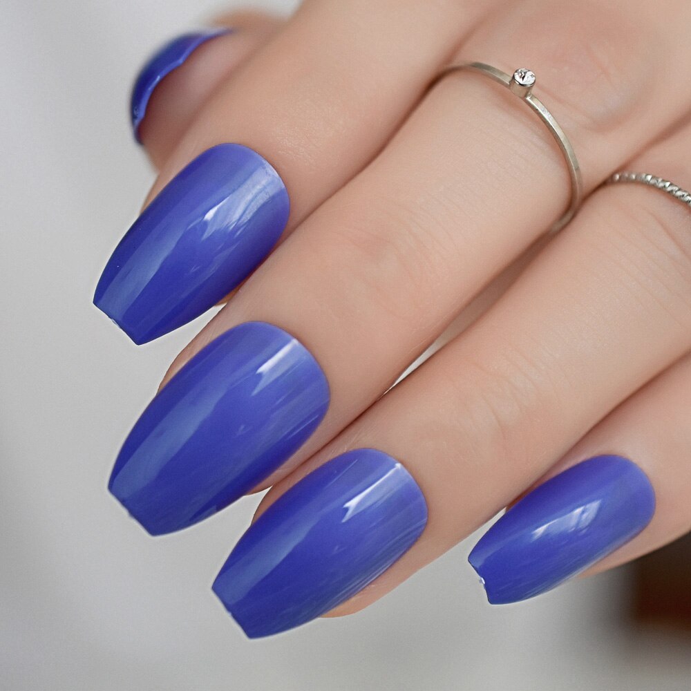Blu ballerina Unghie Artistiche Punte False Falso Bara Unghie Forma Piatta Copertura Completa Artificiale manicure Della Decorazione di Usura di proprietà