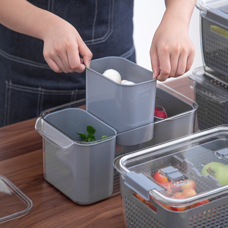 Fresh Produce Storage Containers Fridge Drip Basket Produce Saver Refrigerator Storage Basket Set Fresh Vegetable Fruit