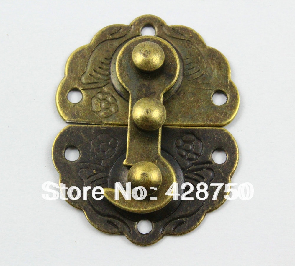 Antique Brass Jewelry Box Hasp Latch Lock 34x45mm with Screws