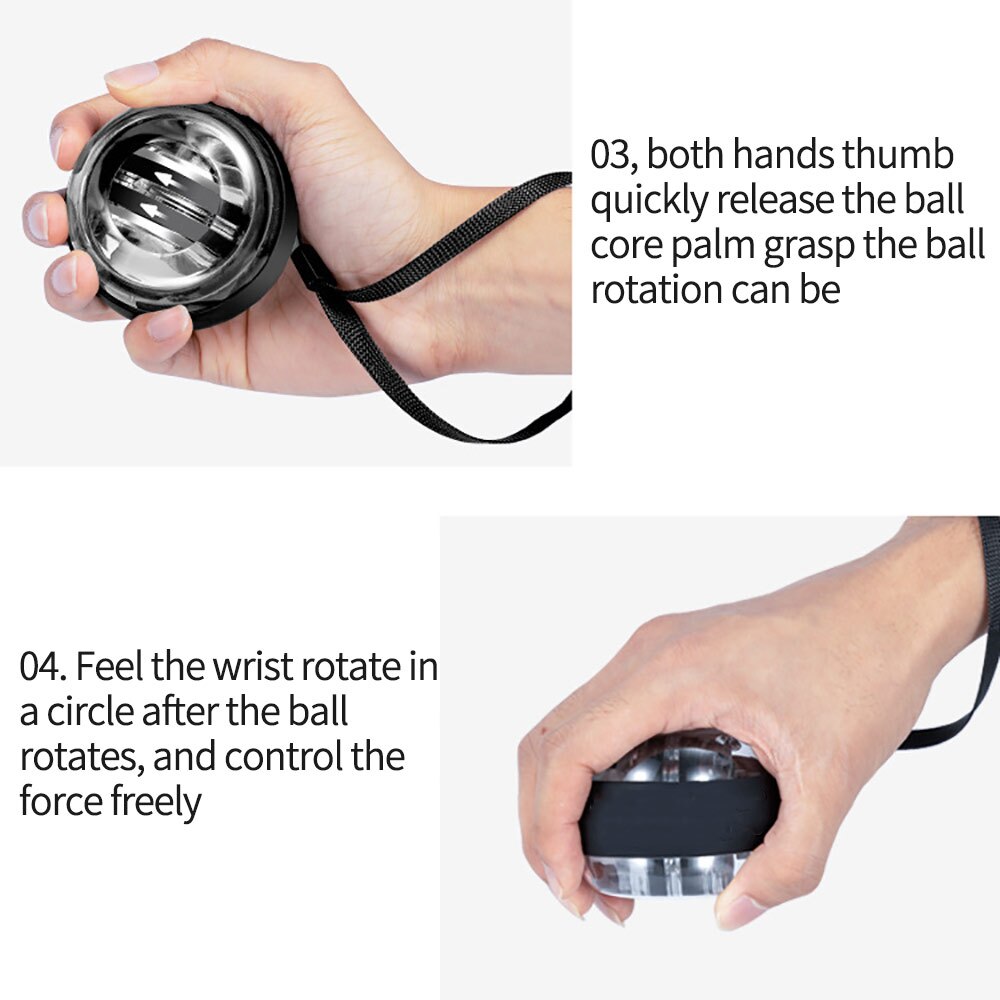 Anti-Stress Wrist Trainer LED Gyroball Essential Spinner Gyroscopic Forearm Exerciser Gyro Ball Home Kit Training Arm Muscle