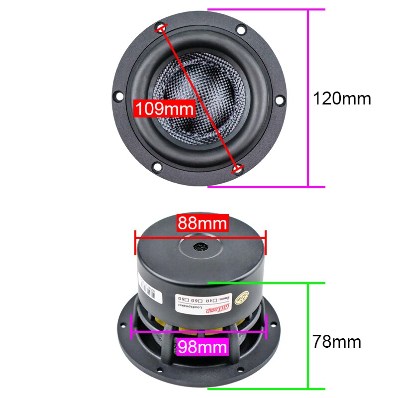 High-End 4 Inch Subwoofer Woofer Speaker Hifi 4OHM Bass Luidspreker Glasvezel Cone Lage Frequentie 40W 80W home Audio Unit 1Pc