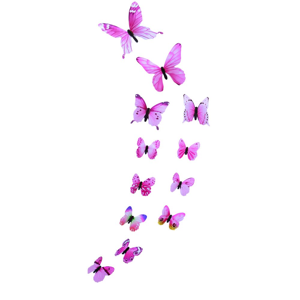 #50 12Pcs Lichtgevende Vlinder Decal Art Wall Stickers Kamer Magnetische Home Decor Glow In The Dark Vlinder mariposas Decor: Roze