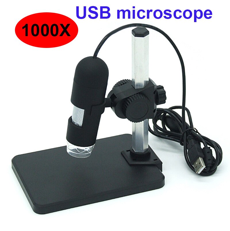 1000X digitale USB microscoop video microscoop USB Endoscoop Camera vergrootglas 8 LED verlichting aluminium stand: plastic stand