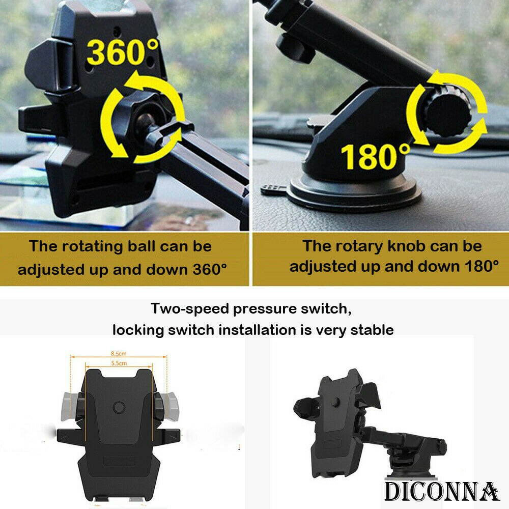 360 ° Universele Auto Zuig Telefoon Houder ABS Stand Telescopische Vouwen Voorruit Dashboard Beugel Voor Mobiele Mobiele Telefoon