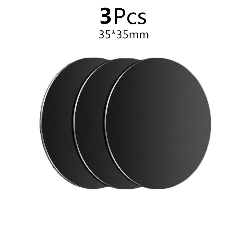 Placa magnética de Metal para teléfono móvil, soporte Universal de hierro para IPhone, 1/3/5 unidades: 3Pcs Black 35x35