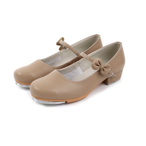 Chaussures de danse à talons bas en T pour filles, en cuir verni, noir, Jazz Step Dance, sabots, taille 23-42: 1