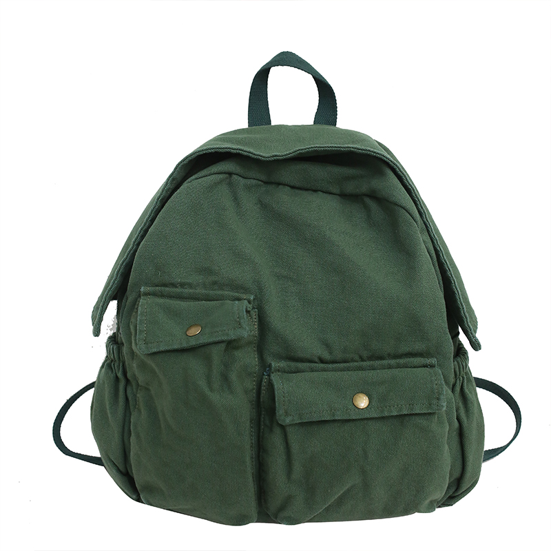 Vintage Casual Backpack Women Travel Bag High Capacity Solid Color Women's Backpack Student Zipper School Bag