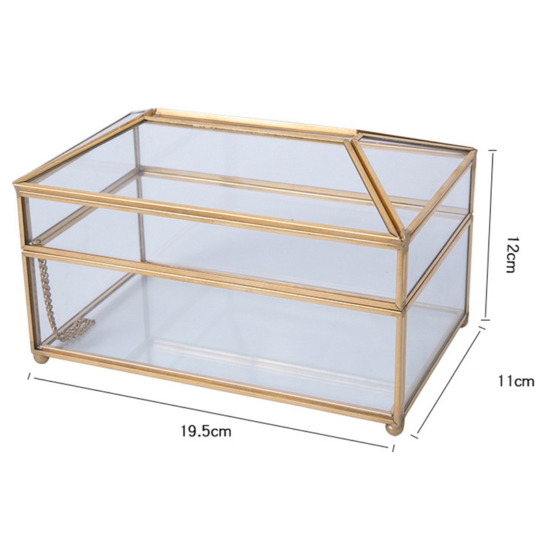 Boîte à mouchoirs en verre doré, miroir pratique, boîte de rangement de mouchoirs de maquillage, pour anniversaires, noël et mariages