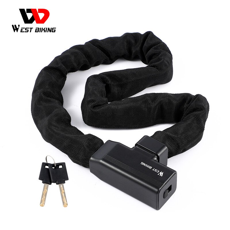 WEST BIKING Bicycle Lock Safety Anti-theft MTB Road Bike Chain Lock with 2 Keys Scooter Electric E-Bike Cycling Accessories