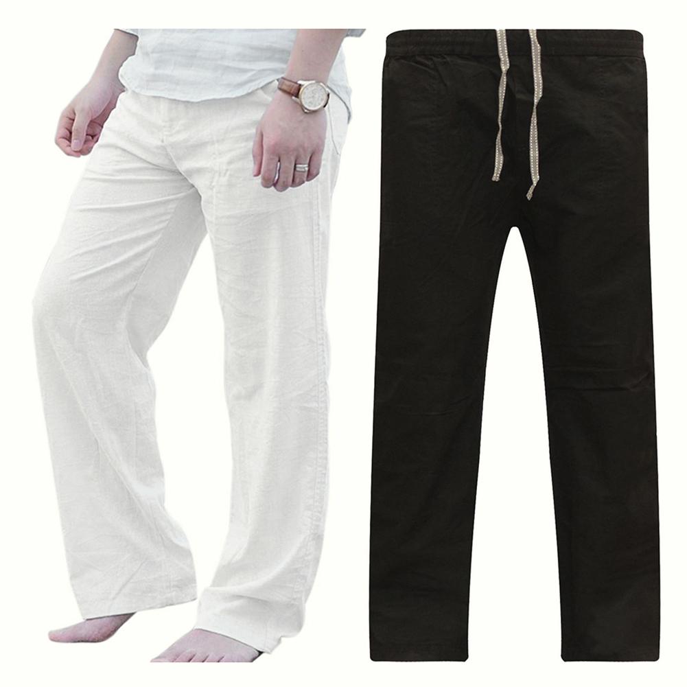 Mænd ensfarvet løs snoretræk sports yoga bukser lige brede ben sweatpants