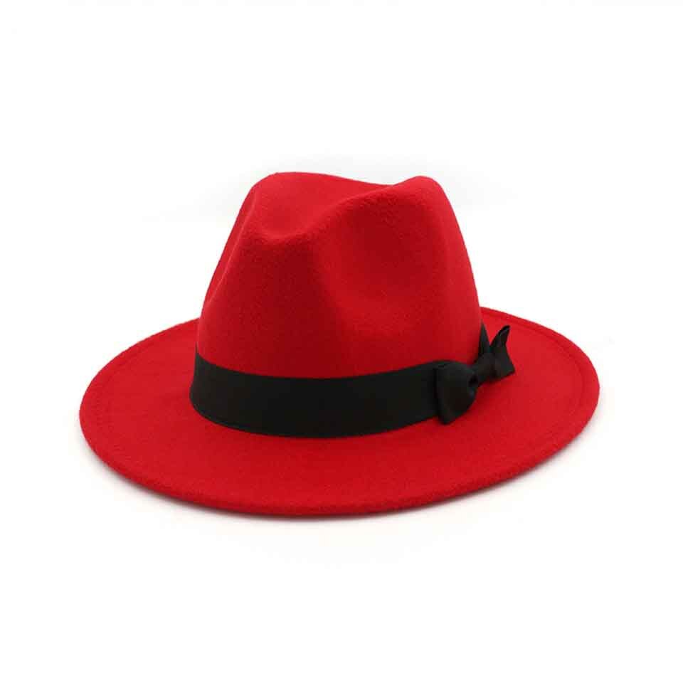 Herenhoed met brede rand, 7cm vilten hoeden, wollen fedora hoed met zwarte strik voor dames, heren, dames, winter, herfst, jazzhoed: C0200-51