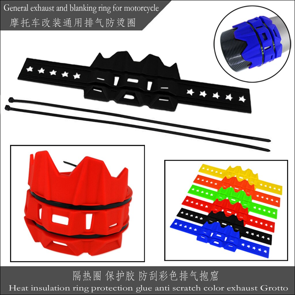 Silenciador de escape para motocicleta, Protector resistente con lazos de bloqueo, color negro