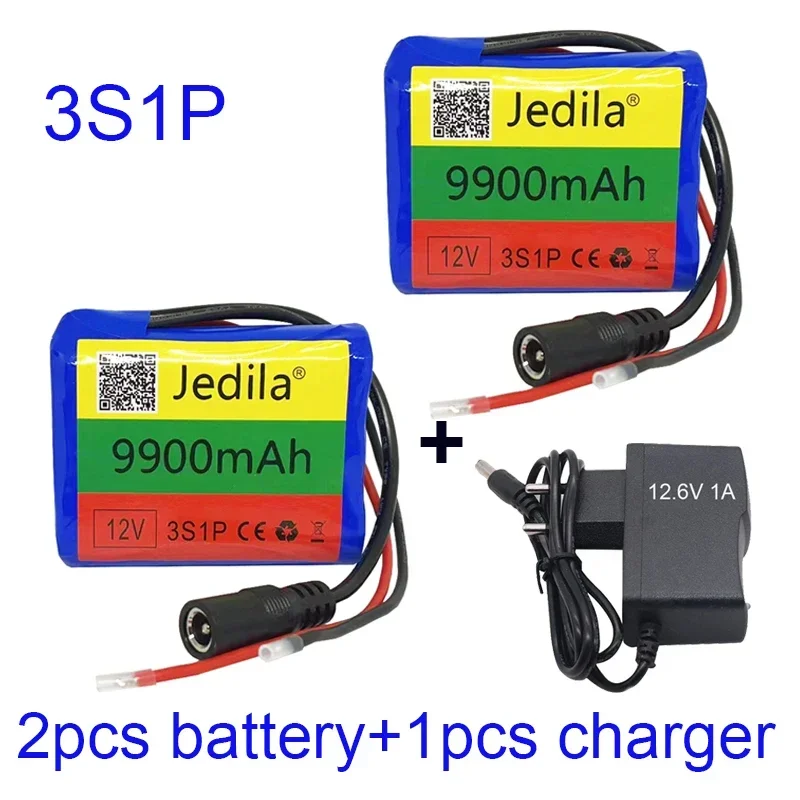 100 % neue 12 V 9900 mAh 3S1P Lithium-Batterie 18650 Lithium-Akku-Schutzplatine wiederaufladbar. 1A Ladegerät: WHITE