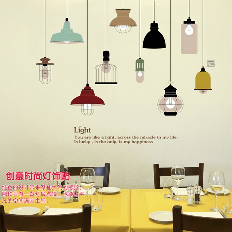 Shine Light Bulb Wall Sticker Living Room Bedroom Wall Mural Art Vinyl Wallpaper Tableware Kitchen Wall decal Stickers