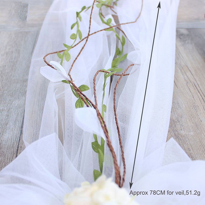 Bridal Wedding Tule Sluier Womens Rainbow Kunstbloemen Crown Lange Wijnstok Lint Hoofdband Haar Krans