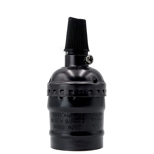 4 kleuren Vintage Edison E26 E27 Schroef Lamp Aluminium Shell Base Lamphouder Hanger Verlichting Socket Plafondlamp Adapter: Black
