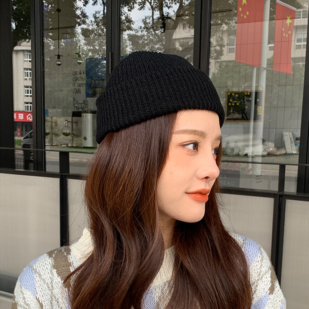 Chapeau tricoté pour femme et homme, bonnet rond et , doux et sans bords, couleur unie, thermique, idéal pour le cyclisme, collection hiver