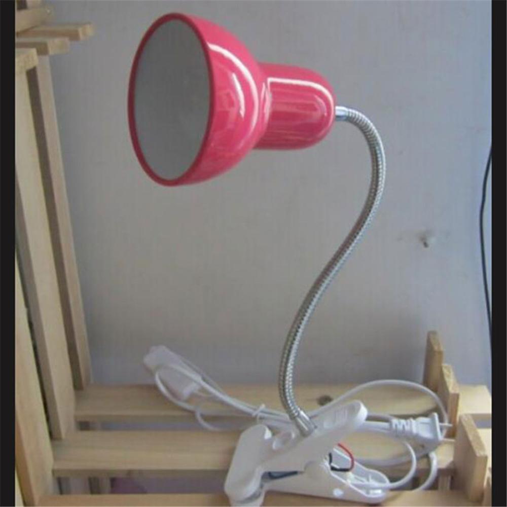 Lampa biurkowa z podstawą zaciskową i regulowaną gęsią szyją, wtyczka EU nas w lampce z klipsem robić lampki robić czytania w łóżku/szufladzie, różowa: M / Brązowy