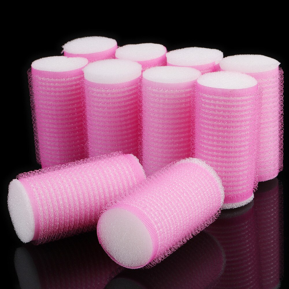 10 unids/set 3cm Ramdom Color plástico Auto adhesivo rulos de pelo de esponja rizador rodillos mágicos peluquería DIY Pro Kit de herramientas