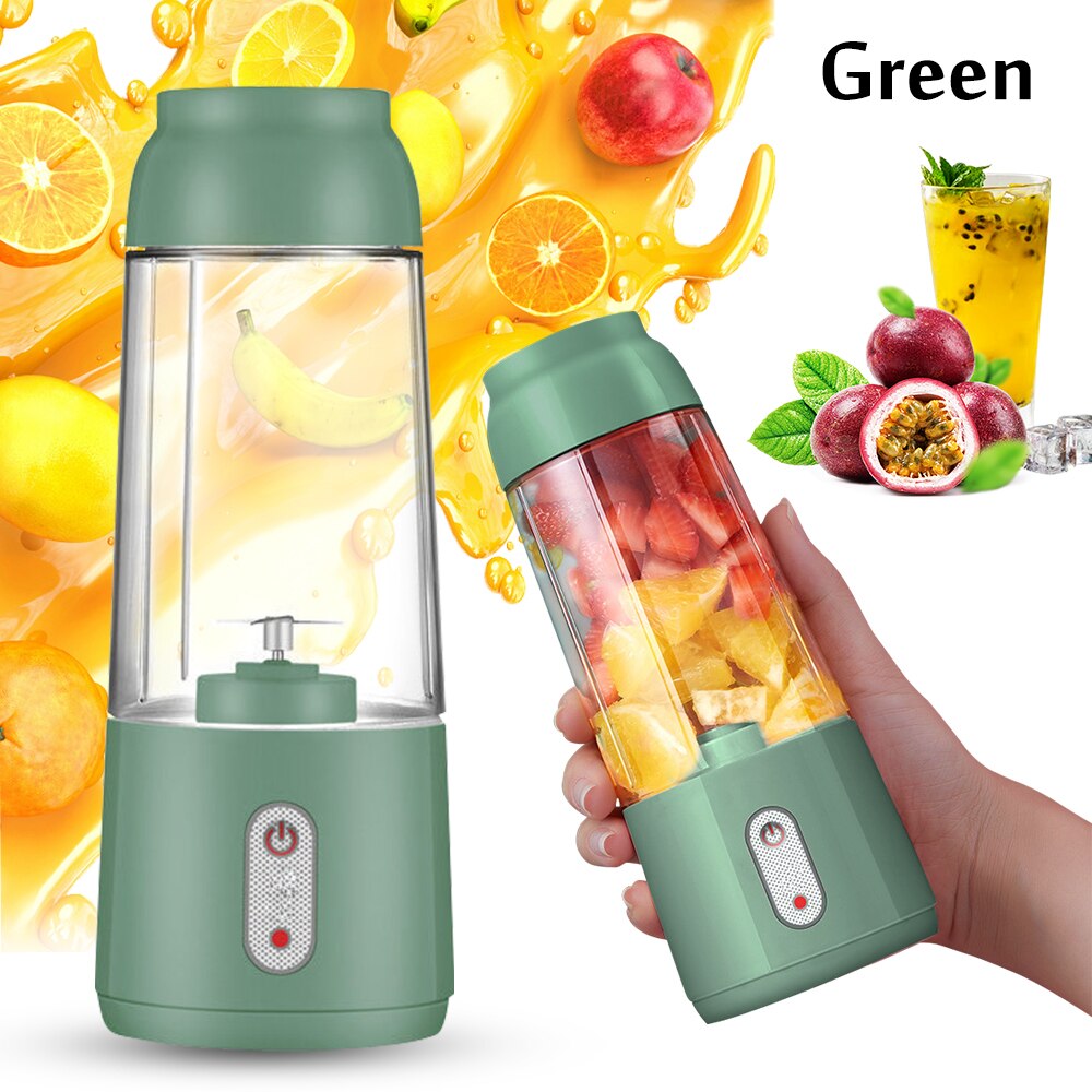 Portable Mini Electric Fruit Juicer Mini Smoothie Maker Blenders Mixer Rechargeable Juicer Bottle Cup For Home Office Outdoor: Green