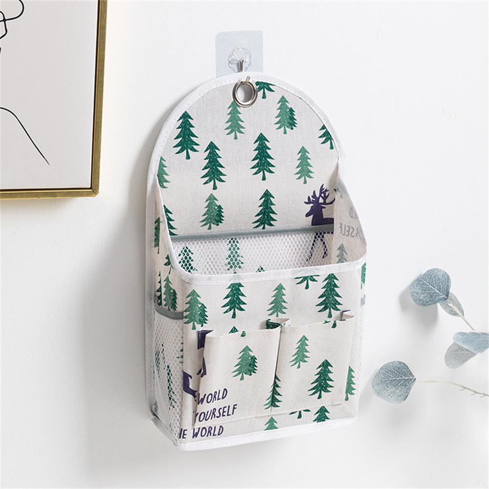 Fabric Hanging Storage Bag for Dormitory Wall Mounted Wall Door Bags Dual-Pocket Side Mesh Organizer Book Magazine Phone Holder: Red