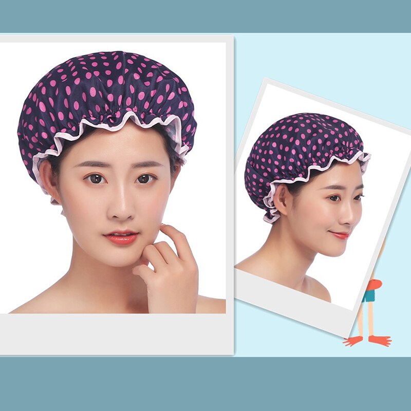 1pc Newest Waterproof High Shower Cap Waterproof Adult Shower Bath Bathing Cap Cute Kitchen Hat Oil Cap Oil Fume