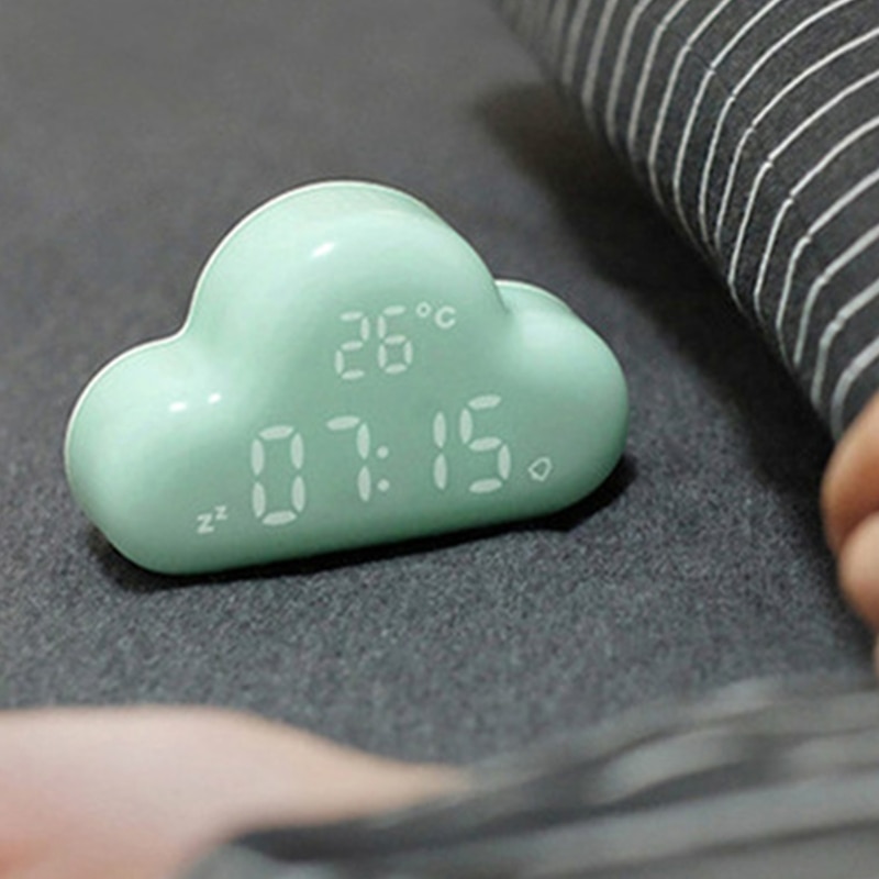 Cloud Clock Alarm, Cloud-Shaped Magnetic Clock Alarm, Multi-Functional Clock with Strong Magnet, Shows LED Time/Date/