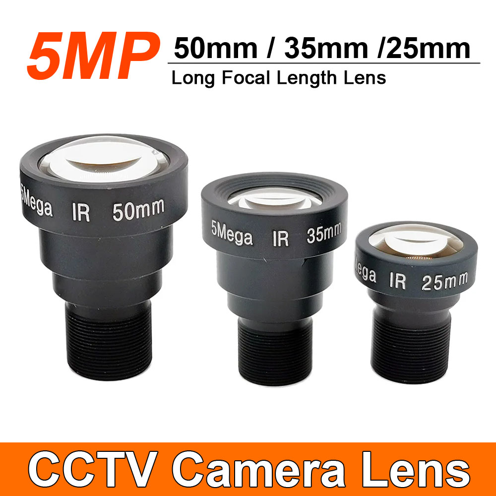 Lente de cámara CCTV de longitud Focal larga HD 5MP M12 50mm 35mm 25mm lente de 5 megapíxeles para cámara de seguridad IP analógica AHD EKEN SJCAM