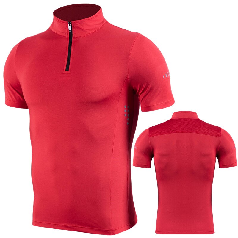 Sportkleding Mannen Gym Sport T-shirt Veelkleurige Sneldrogende Running Pro Shirts Ademend Buiten Rits Tops