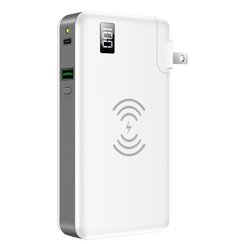 10000 MAh Power Bank LED Display 15W Fast Charging Wireless Power Bank for iPhone Samsung External Battery US PLUG